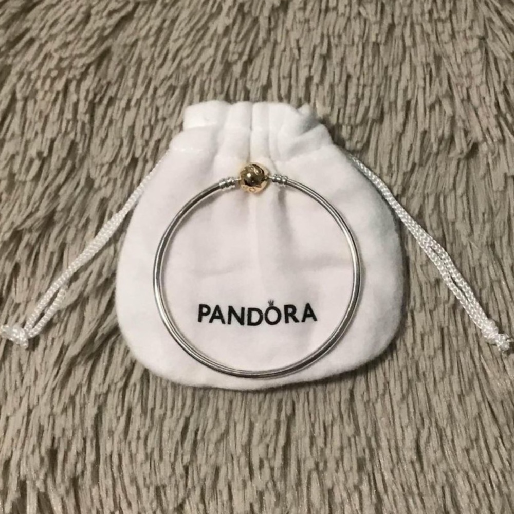 New Authentic Pandora Bangle Gold 14k/Sterling Silver, with Pandora bag.